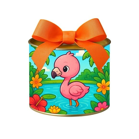 Tubo Lata Metalizada 7x10 Flamingo Baby