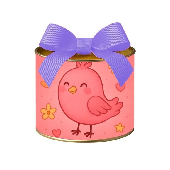 Tubo Lata Metalizada 7x10 Passarinho Rosa