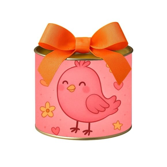 Tubo Lata Metalizada 7x10 Passarinho Rosa