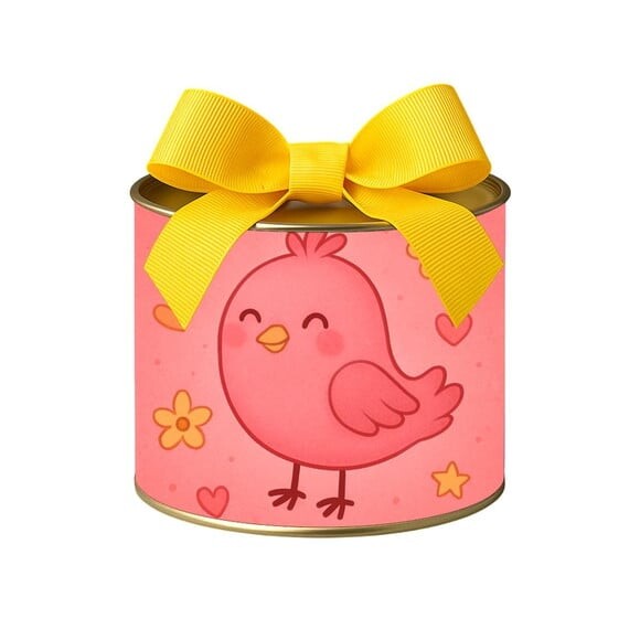Tubo Lata Metalizada 7x10 Passarinho Rosa