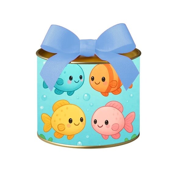 Tubo Lata Metalizada 7x10 Peixinhos Baby