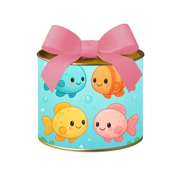 Tubo Lata Metalizada 7x10 Peixinhos Baby