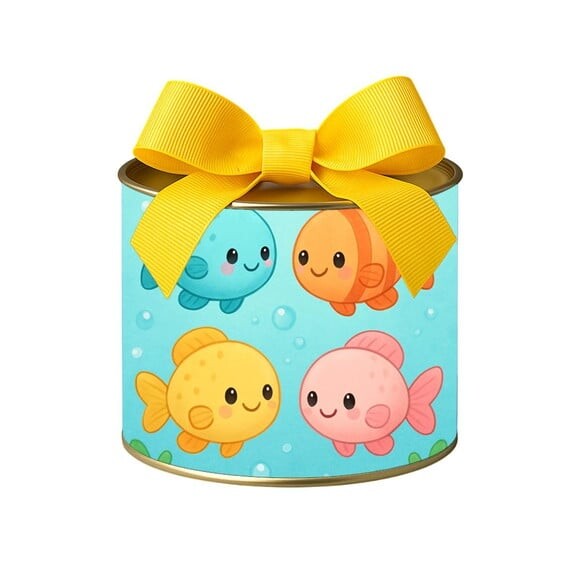 Tubo Lata Metalizada 7x10 Peixinhos Baby