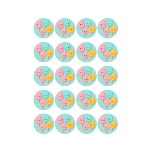 Adesivo Personalizado Latinha 5cm Algodão Doce
