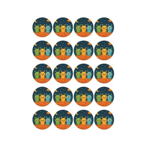 Adesivo Personalizado Latinha 5cm Alienígenas Fofos