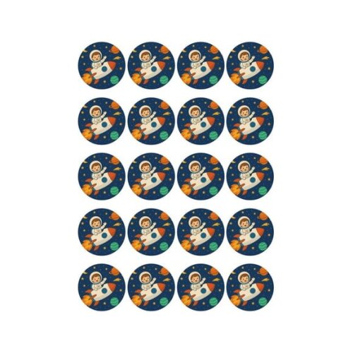 Adesivo Personalizado Latinha 5cm Aventura Espacial