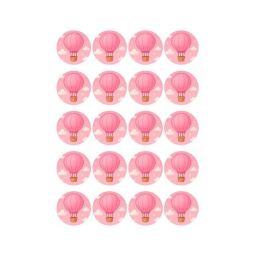 Adesivo Personalizado Latinha 5cm Balão de Ar Rosa