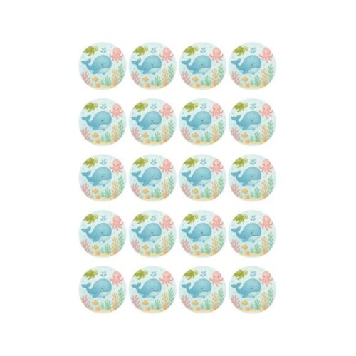 Adesivo Personalizado Latinha 5cm Baleia Aquarela