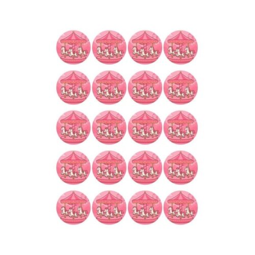 Adesivo Personalizado Latinha 5cm Carrossel Rosa