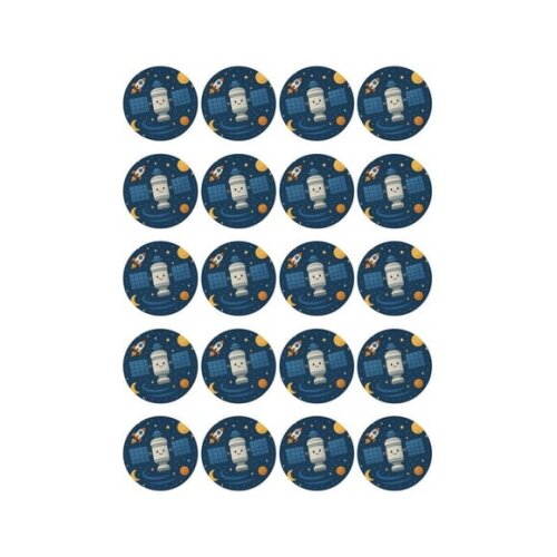 Adesivo Personalizado Latinha 5cm Estação Espacial