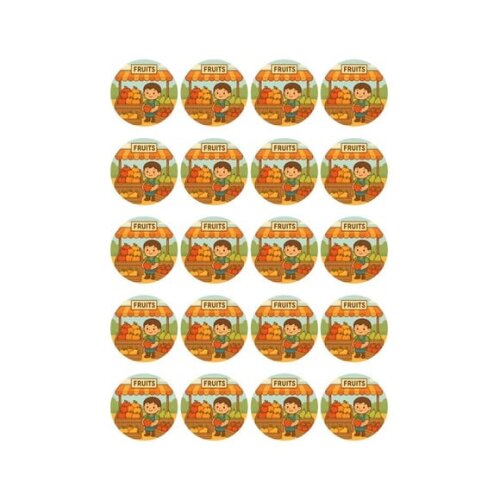 Adesivo Personalizado Latinha 5cm Feira de Frutas