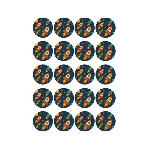 Adesivo Personalizado Latinha 5cm Foguetes