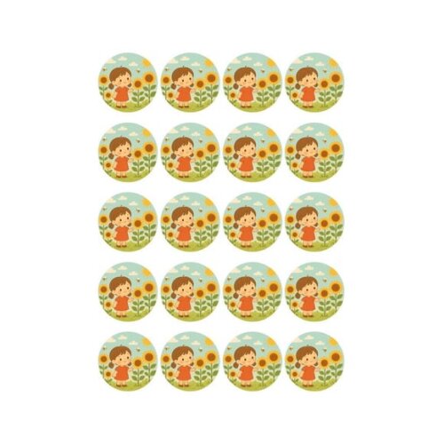 Adesivo Personalizado Latinha 5cm Jardim dos Girassóis