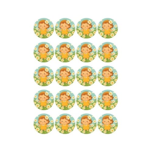 Adesivo Personalizado Latinha 5cm Jardim das Margaridas