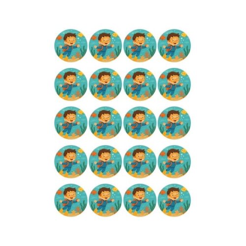 Adesivo Personalizado Latinha 5cm Menino Mergulhador