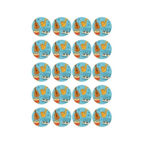 Adesivo Personalizado Latinha 5cm Músicas Instrumentos