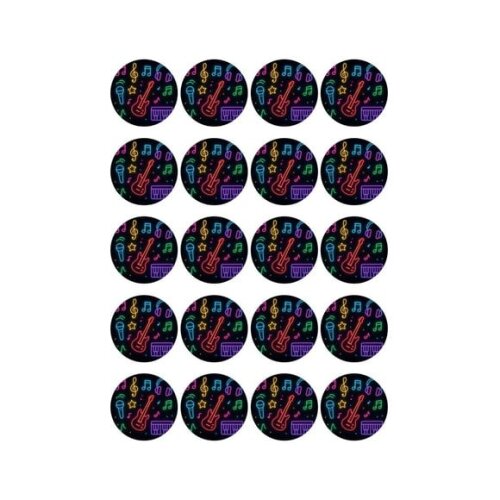 Adesivo Personalizado Latinha 5cm Neon Musical