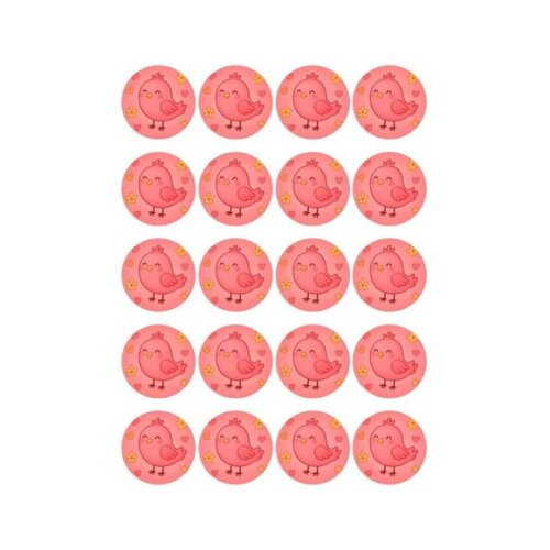 Adesivo Personalizado Latinha 5cm Passarinho Rosa