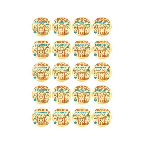 Adesivo Personalizado Latinha 5cm Pipoca Gourmet Kids