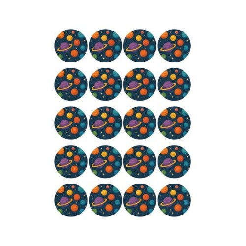 Adesivo Personalizado Latinha 5cm Planetas Coloridos