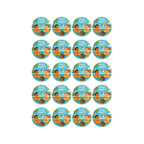 Adesivo Personalizado Latinha 5cm Pool Party
