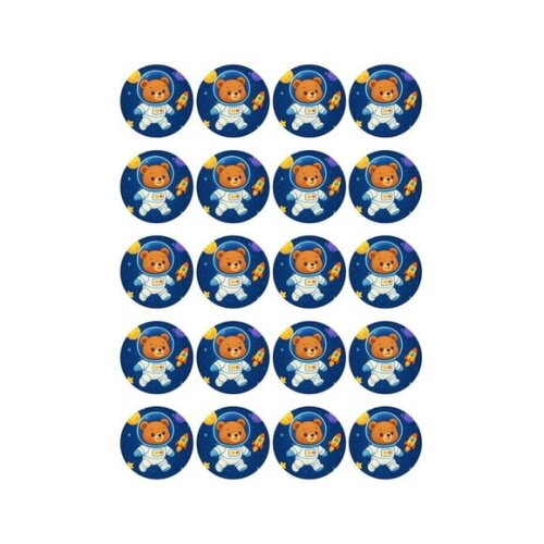 Adesivo Personalizado Latinha 5cm Ursinho Astronauta