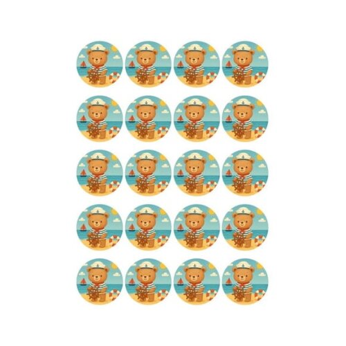 Adesivo Personalizado Latinha 5cm Ursinho Marinheiro