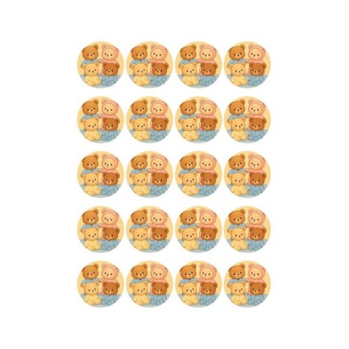Adesivo Personalizado Latinha 5cm Ursinhos de Pijama