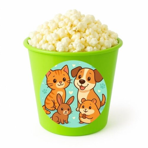 Balde de Pipoca Personalizado Infantil Animais de Estimação