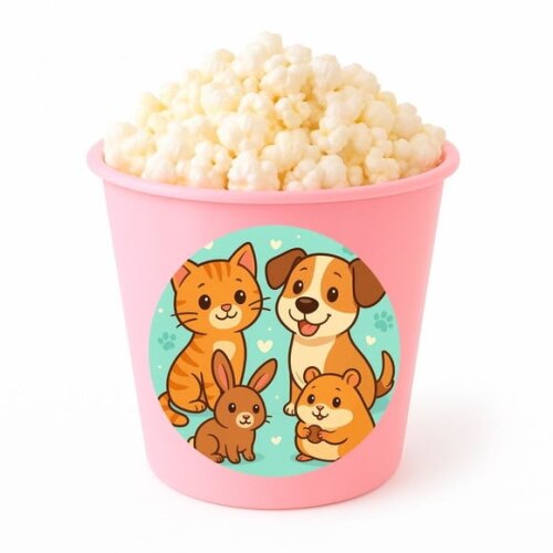 Balde de Pipoca Personalizado Infantil Animais de Estimação