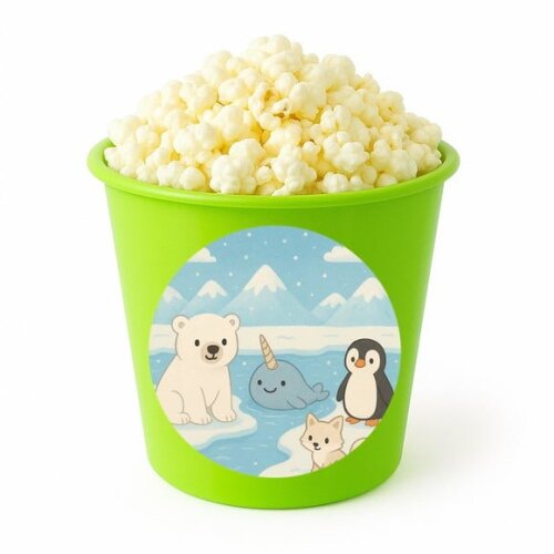Balde de Pipoca Personalizado Infantil Animais do Ártico