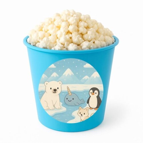 Balde de Pipoca Personalizado Infantil Animais do Ártico