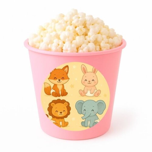 Balde de Pipoca Personalizado Infantil Animais Fofinhos Baby