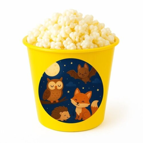 Balde de Pipoca Personalizado Infantil Animais Noturnos