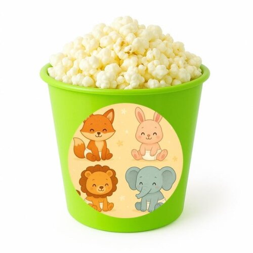 Balde de Pipoca Personalizado Infantil Animais Fofinhos Baby