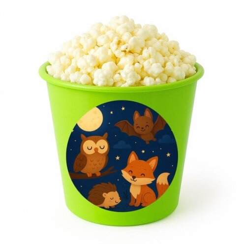 Balde de Pipoca Personalizado Infantil Animais Noturnos