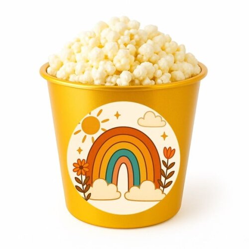 Balde de Pipoca Personalizado Infantil Arco-íris Boho