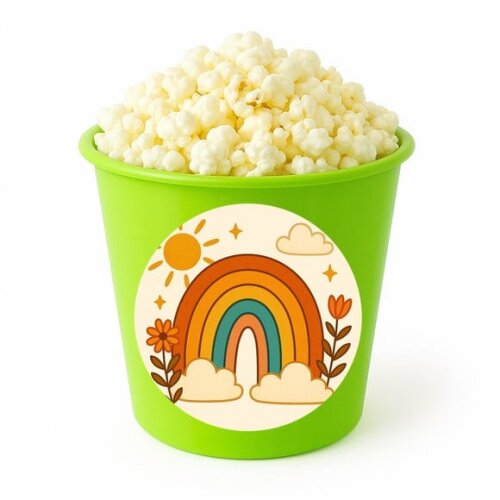 Balde de Pipoca Personalizado Infantil Arco-íris Boho