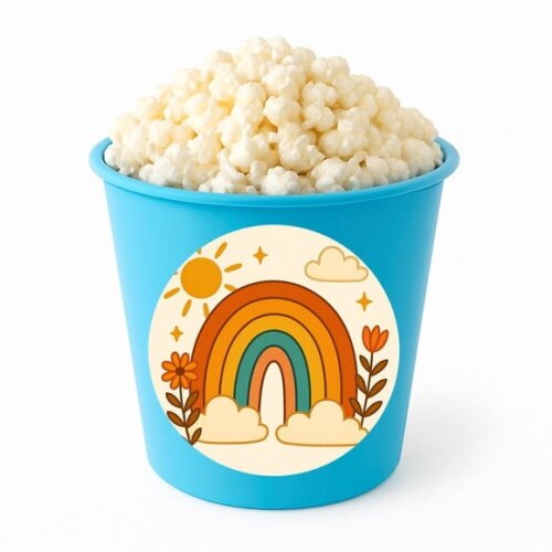 Balde de Pipoca Personalizado Infantil Arco-íris Boho