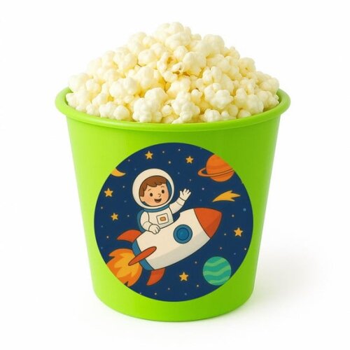 Balde de Pipoca Personalizado Infantil Aventura Espacial