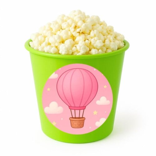 Balde de Pipoca Personalizado Infantil Balão de Ar Rosa
