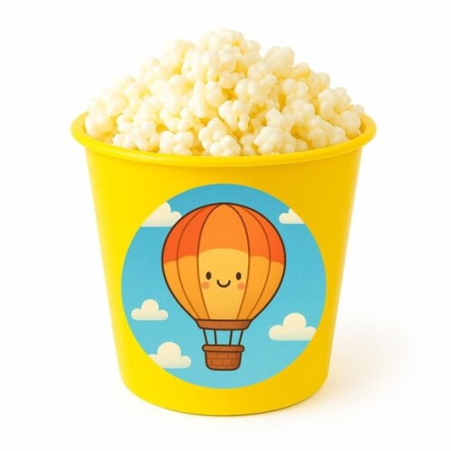 Balde de Pipoca Personalizado Infantil Balão de Ar Quente