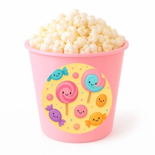 Balde de Pipoca Personalizado Infantil Balas e Pirulitos