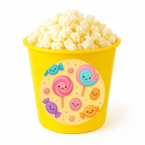 Balde de Pipoca Personalizado Infantil Balas e Pirulitos