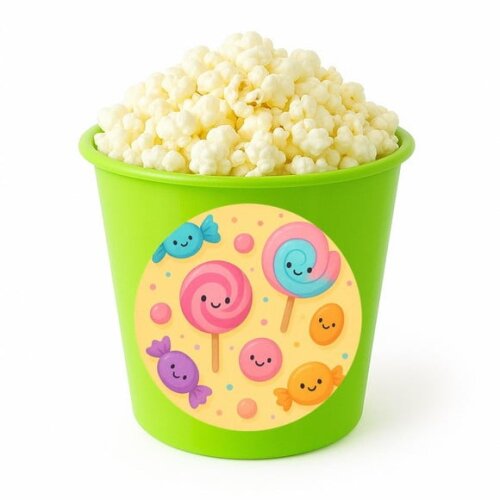 Balde de Pipoca Personalizado Infantil Balas e Pirulitos