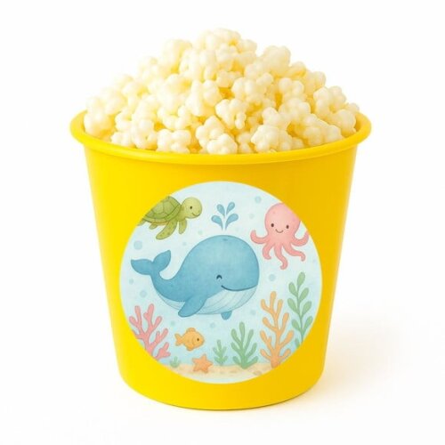 Balde de Pipoca Personalizado Infantil Baleia Aquarela