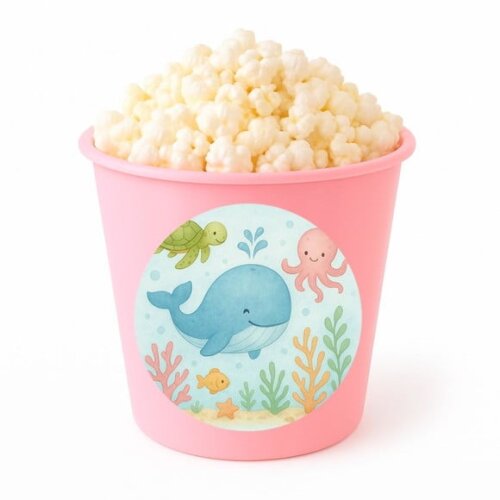 Balde de Pipoca Personalizado Infantil Baleia Aquarela