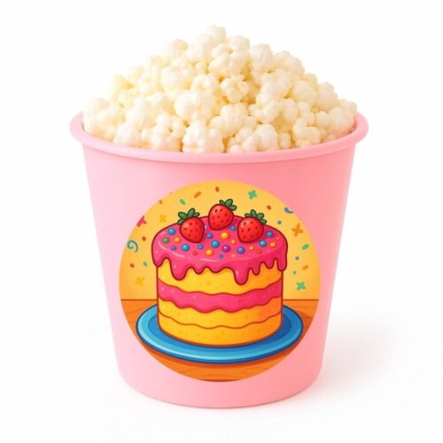 Balde de Pipoca Personalizado Infantil Bolo Confeitado