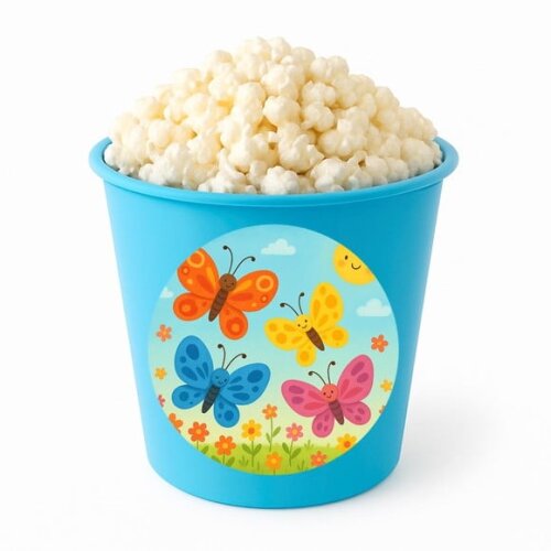 Balde de Pipoca Personalizado Infantil Borboletas