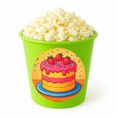 Balde de Pipoca Personalizado Infantil Bolo Confeitado